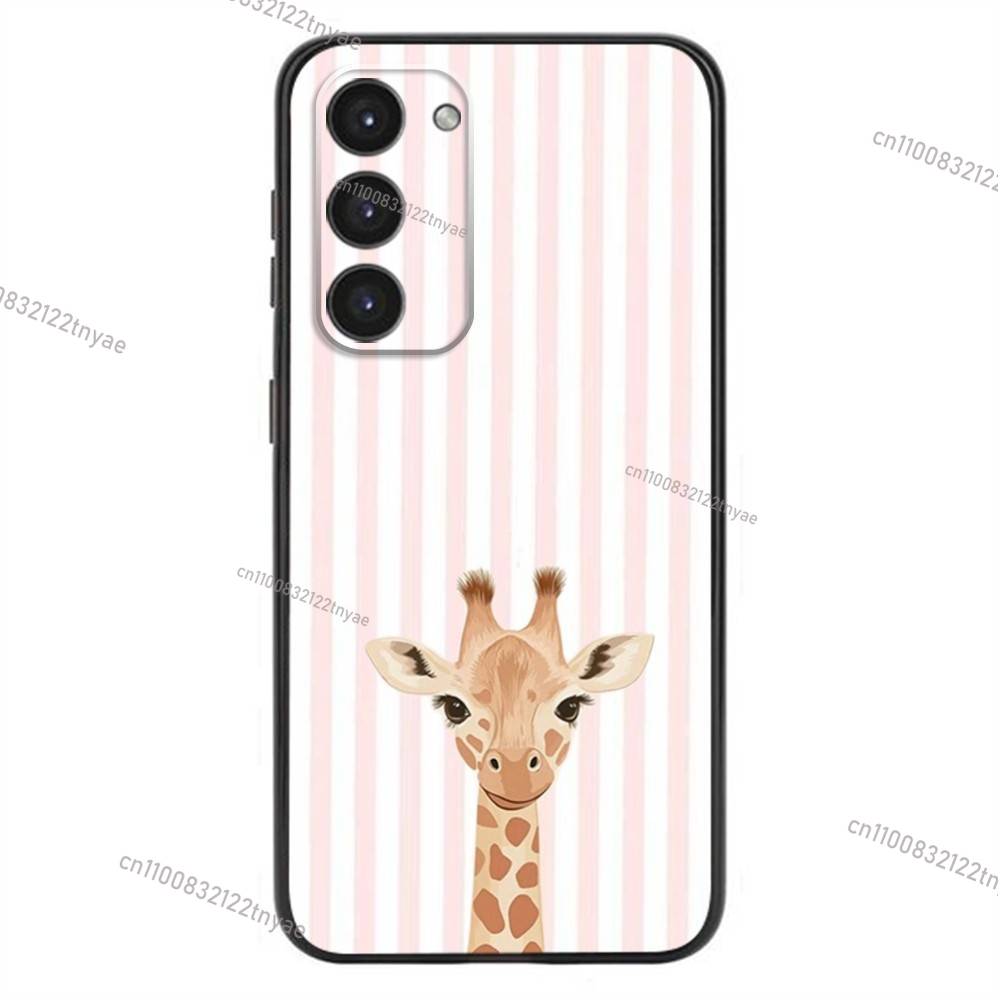 Striped Background Giraffe Phone Case For Samsung Galaxy A20,21s,22,31,32,52,53,72,73,80,91 Soft Liquid Silicone Black Cover