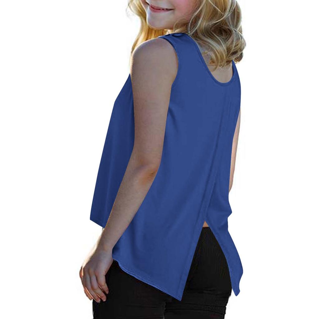 Girls Fashion Bow Small Vest Sleeveless T-shirt Kids Backless Solid Color Tops
