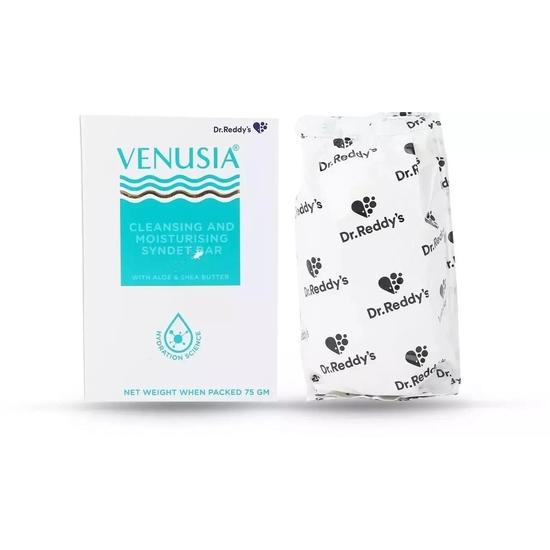VENUSIA Dr. Reddy Feuchtigkeitsspendende Badebar, Syndet-Bar, Mit Shea- und Aloe-Butter, Hydratisierte und geschmeidige Haut, pH-neutral