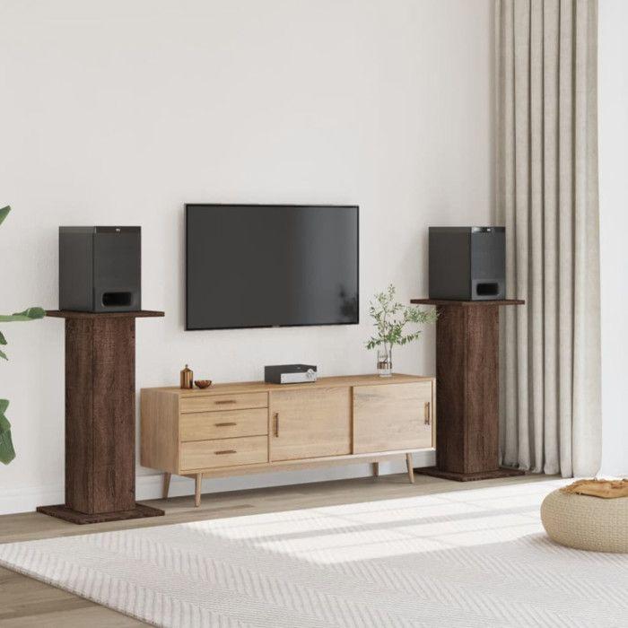 Supports de haut parleurs 2 pcs chêne marron bois d ingénierie