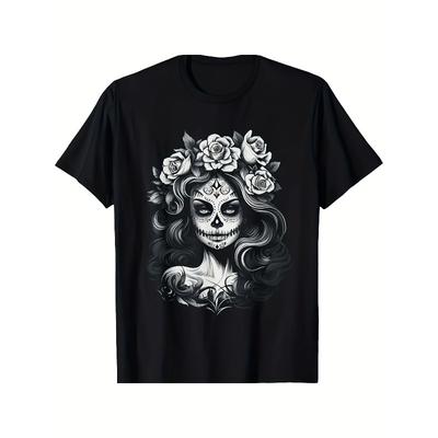 Europese maten Heren Mexicaanse Suikerschedel & Bloemen T-shirt