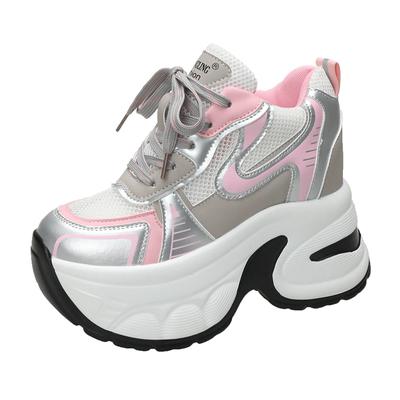 Fashion High Platform Sneakers For Women New 2024 Autumn Mesh Shoes Comfortable Casual Chunky Shoes 10CM Wedge Heels Breathable Sneakers