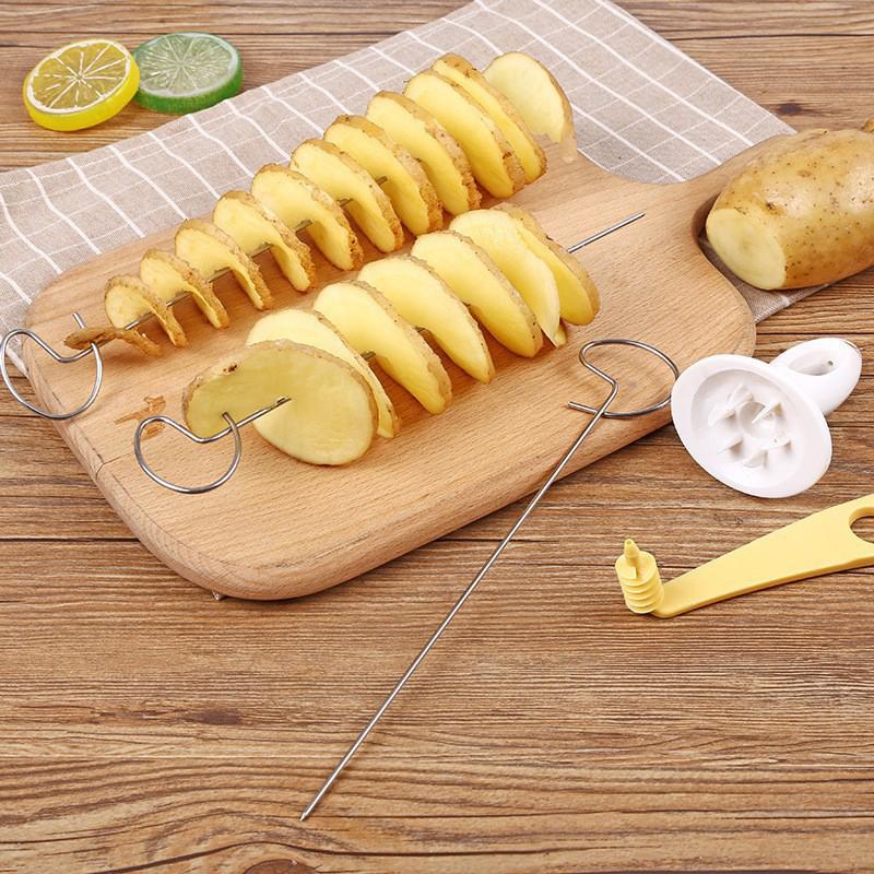 Stainless Steel Plastic Rotate Potato Slicer Twisted Potato Spiral Slice Cutter Creative Vegetable Tool Kitchen Gadgets
