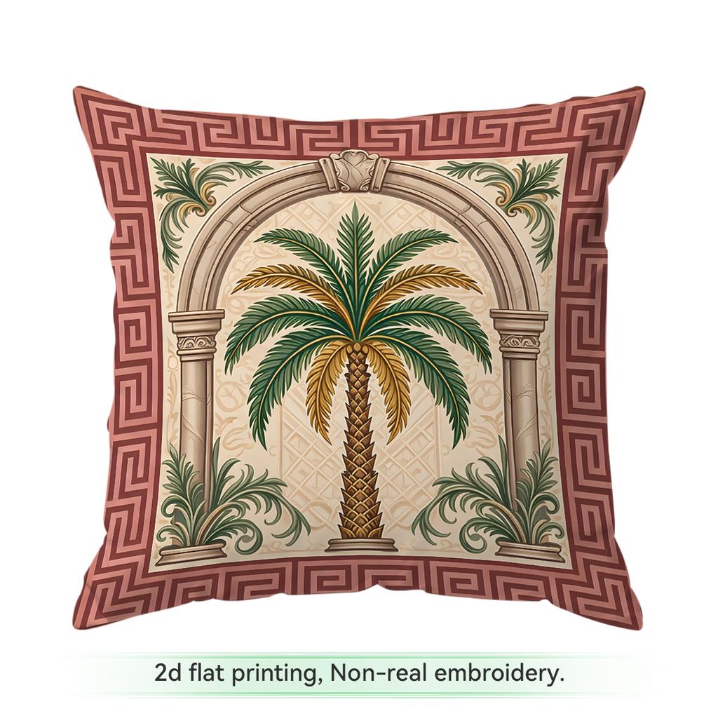 Pcs Vintage Exotic Palm Pattern Singlesided Printed Pillowcase Cushion Coversuitable For Living Roombedroomcar Decoration