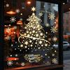 Goldener Weihnachtsbaum Fensteraufkleber - Wiederverwendbare statische Haftfolie für Glas, Wände & Türen
