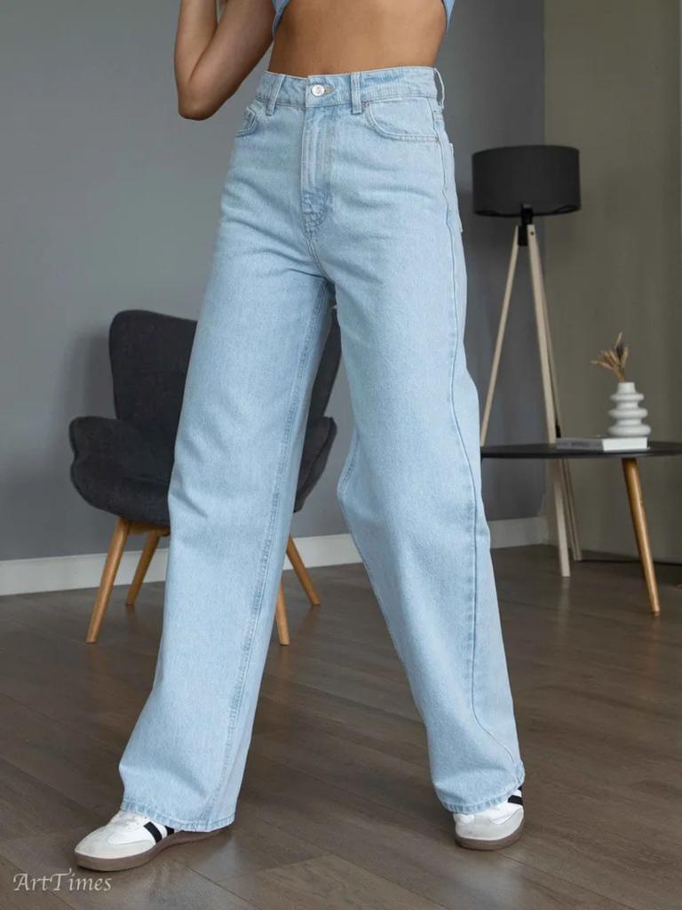 Women's High Waisted Jeans Boyfriend Baggy Straight Leg Casual Denim Pants
