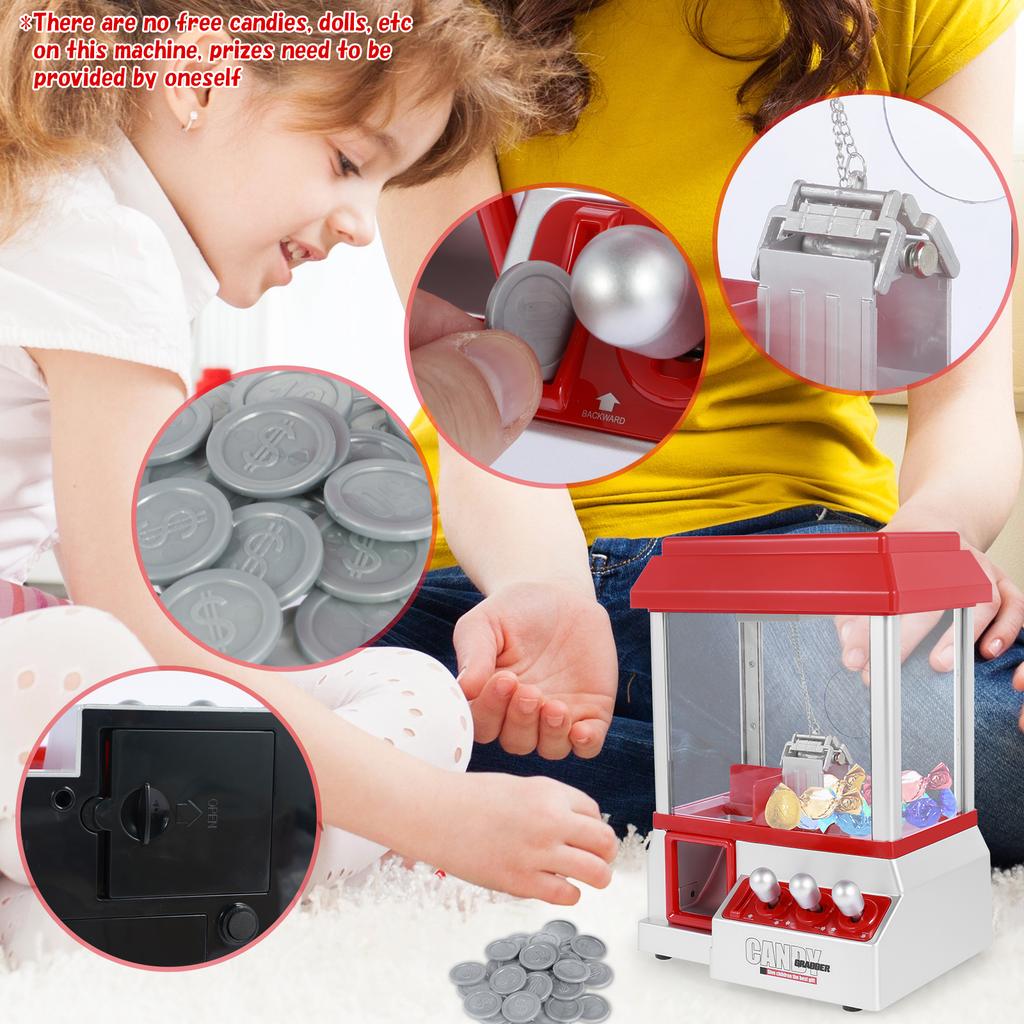 Creative Claw Machine Arcade Game with 24 Game Coin Mini Candy Grabber Machine Prize Toys Dispenser for Kids Gifts Party Game