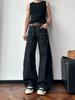 American Retro Bump Nail Primary Color Scimitar Jeans Men's Spring and Autumn High Street Loose Deconstruction Wide Leg Pants