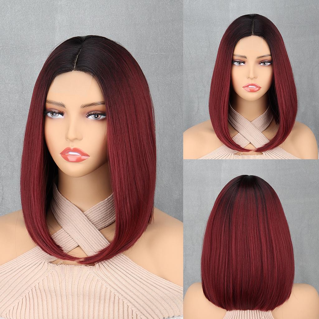Rovná délka po ramena Bob paruky Syntetické přírodní měkké vlasy náhradní paruky pro ženy dívky pro každodenní párty cosplay
