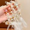 Fairy Girl Headband Bright Color Imitation Pearls Flower Decor Princess Hair Hoop Party Crown Hair