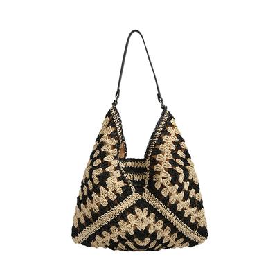 1 Stück Bohemian-Stil Gewebte Tasche für Damen, Hohlmuster, Lässige Schulter-Crossbody-Handtasche, Modische Tote-Tasche
