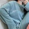 2pcs/Set Women's Pajamas Fall and Winter Coral Velvet Padded Thickened Warm Home Wear  Student