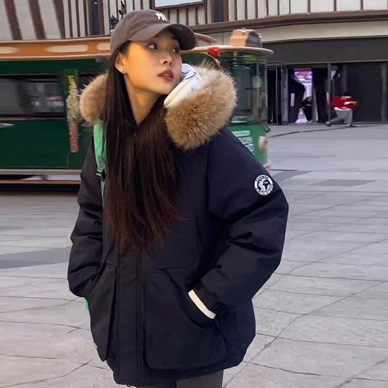 

Big fur collar tooling pie overcomes women s 2025 winter down jacket women s short thickened casual student jacket tide S