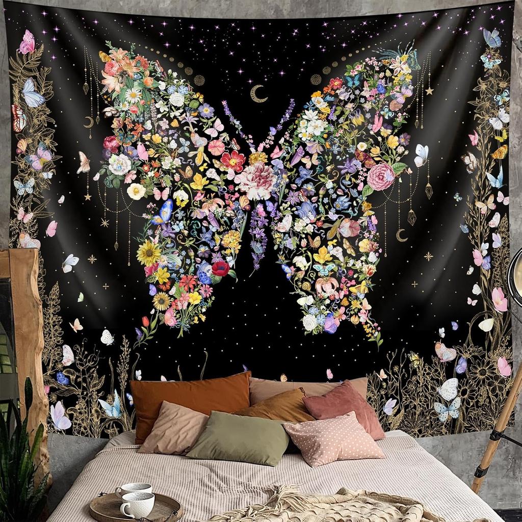 Damanse Floral Tapestry Wall Hanging Cute,Boho Wall Tapestry for Bedroom Aesthetic,Mandala Living Room Decor for Teen Girls