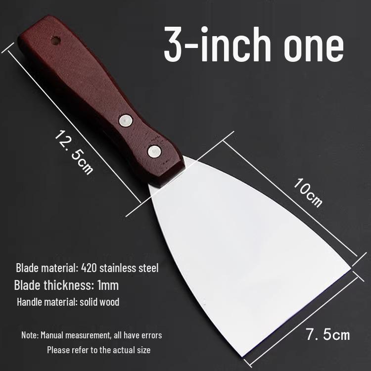 Gutuojia Stainless Steel Putty Knife with Wooden Handle - Thickened Blade Unsharpened. 3-inch Thickened [Stainless Steel]
