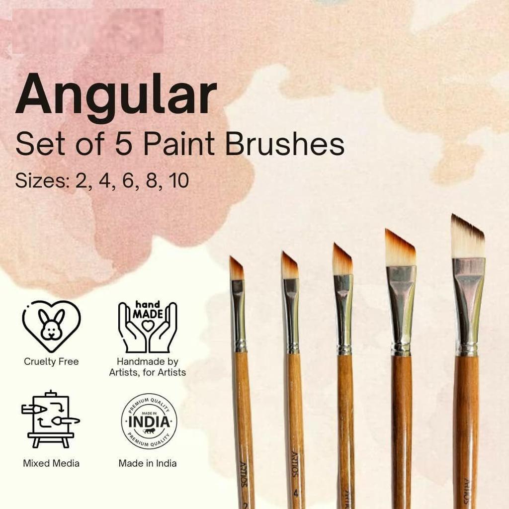 Angular Paint Brushes Set /Handmade Professional Artist Painting Brush Set for Acrylic, Watercolor, & Gouache Painting with Brush Holder
