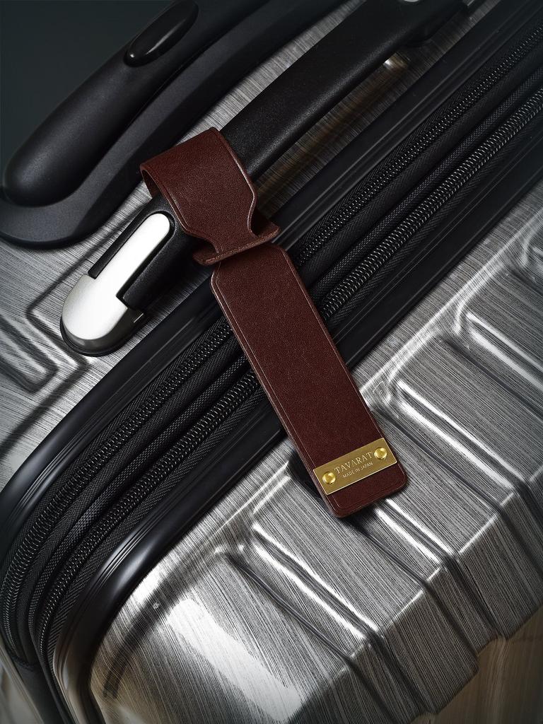 Tabarat Travel Luggage Name Tag for Made in Japan with Genuine Himeji Leather Tag, Suitcases, (Dark Brown)