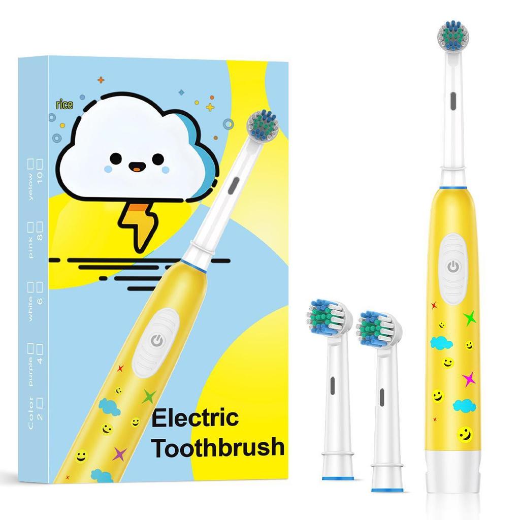 Kids' Electric Toothbrush: Waterproof, Soft Bristles, Battery-Operated Cartoon Design for Ages 2-12.