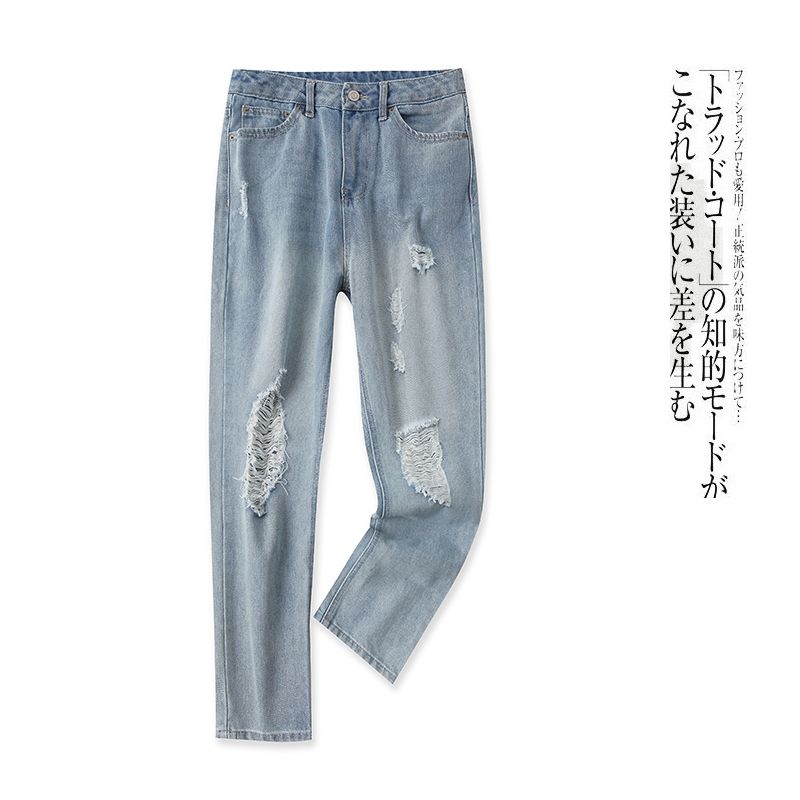 Japanese Single Denim Spring and Autumn Women's High Waist Zipper Daddy Pants