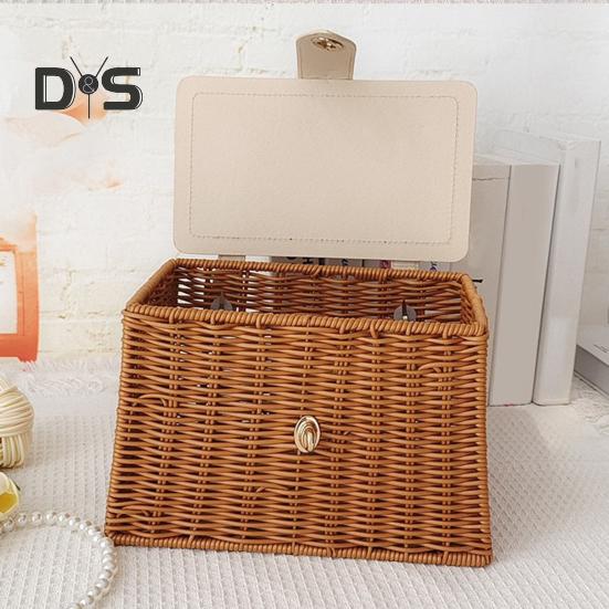 Gift Basket with Swinging Clasp Faux Rattan Woven Basket with Handle Party Favor Storage Basket for Chocolates Candies Wedding Birthday