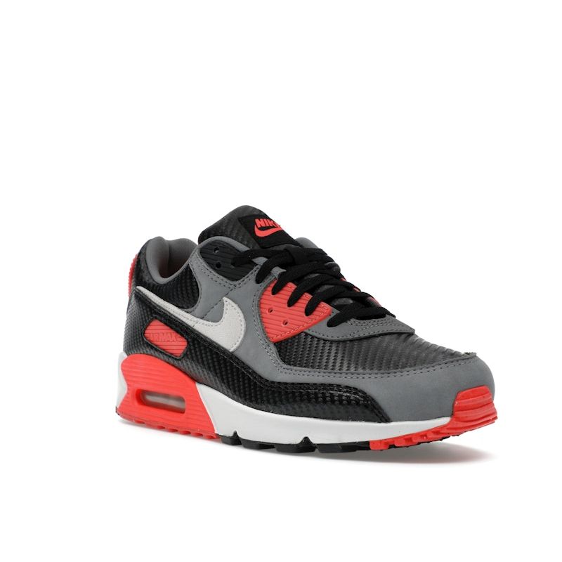 Nike Air Max 90 Premium Carbon Fiber Infrared Men Sneakers Black Cool-Grey Bright-Crimson HM9432-001