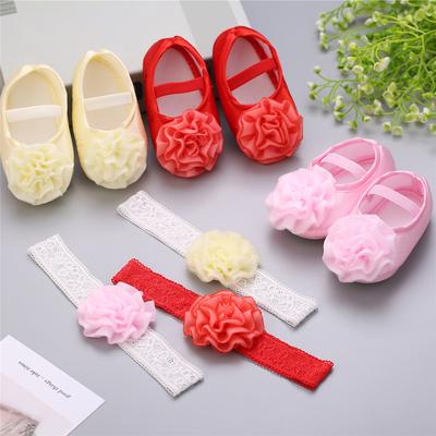 Neugeborene Baby Mädchen 1PC Haargürtel + Blumen Applikation weiche Sohle Einzelschuhe