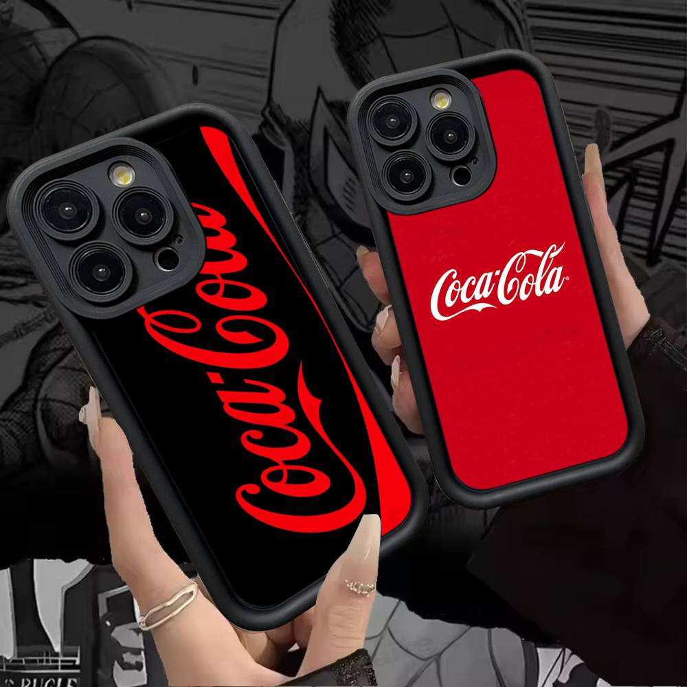 C-COCA Logo C-COLA Silicone Soft Phone Case For IPhone 17 16 14 13 12 11 15 Pro Max Plus Air Cover