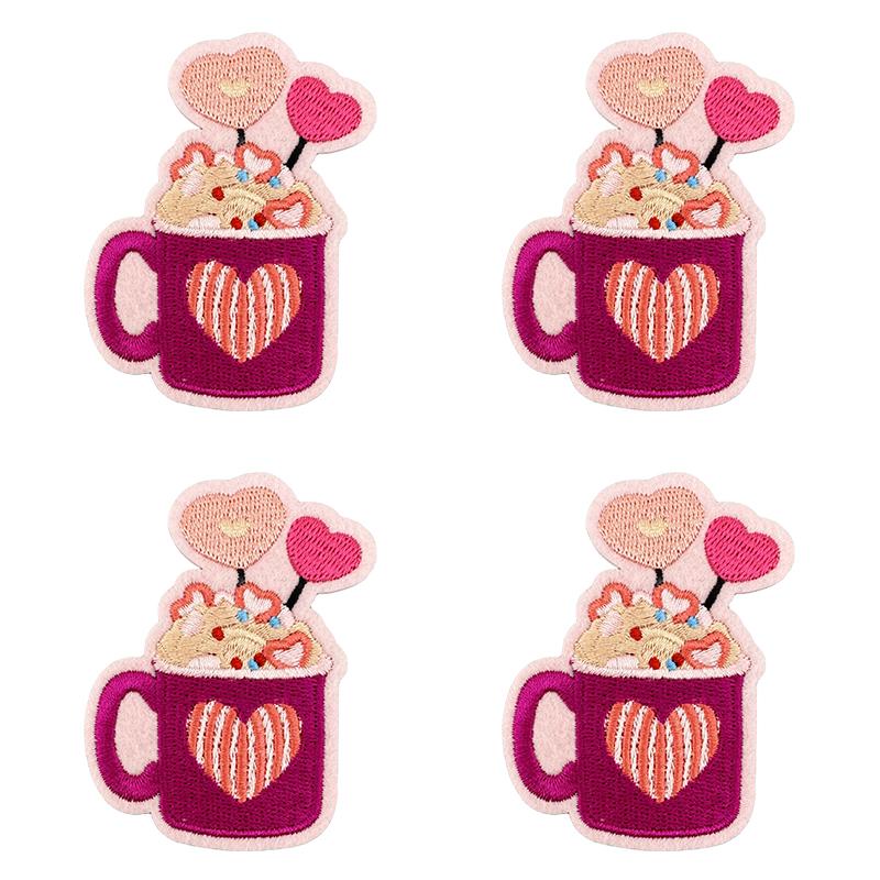 10PCS/lots Valentine's Day Embroidered Patches Pink Love Heart Patch Iron On Patches For Clothing Holiday Decoration Gift DIY