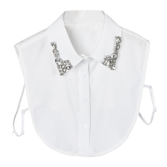 Sparkling Rhinestone Removable Collar Red Christmas Check Faux Collar Women Detachable Fake Collar Sweater Accent