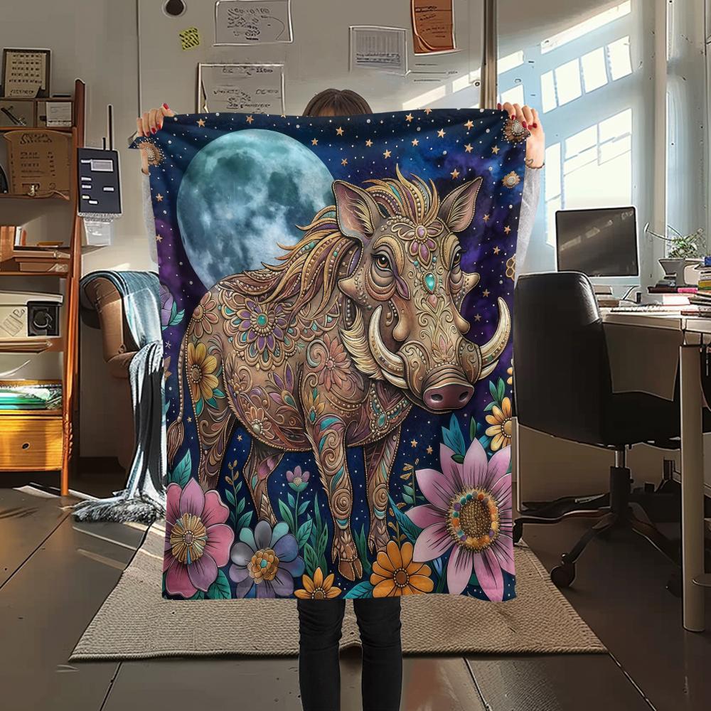 

Retro purple flower animal Print Flannel Blanket,High quality Comfortable for All Seasons,Home Decor,Warmth and Comfort,Perfect for Christmas Gifts 80cm x 120cm