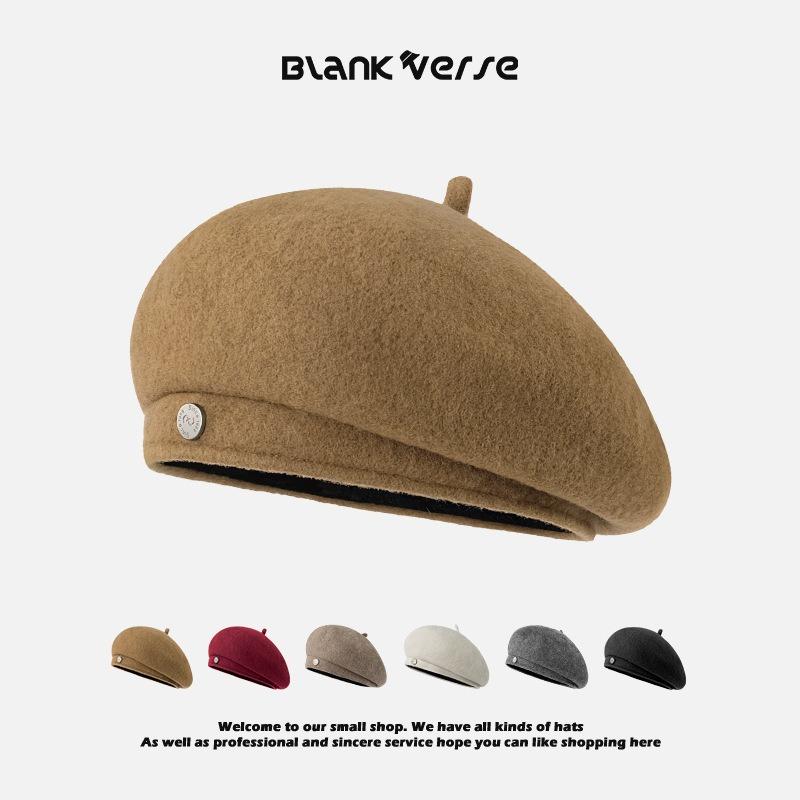 New Woolen Beret Lady Autumn and Winter Face Small Bud Hat Temperament Retro Versatile Painter Hat