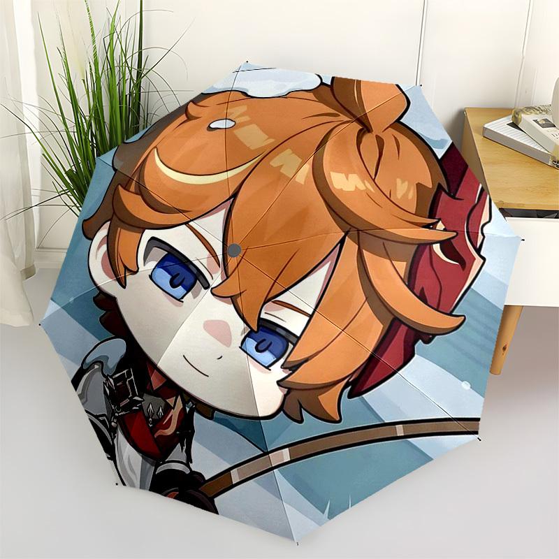 

1pc Outdoor Umbrella with Cute Anime Character Design - Automatic Opening/Closing, Portable 3-Fold Design, 8-Bone Iron Frame - Perfect Gift for F