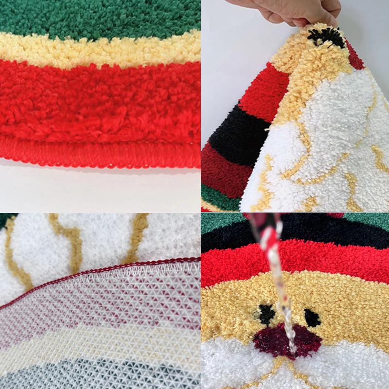 Christmas Living Room Decoration Rug Christmas Tree Elk Snowman Round Rugs Bedroom Household Floor Mats Washable Leisure Carpet