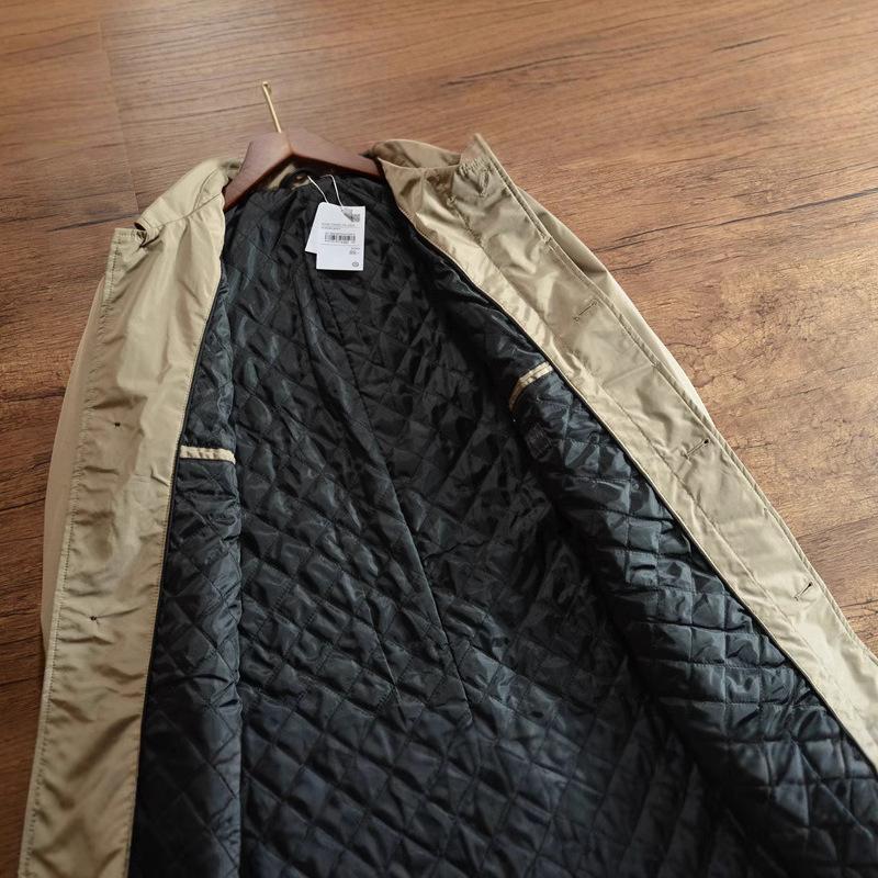 Men's Winter Simple Windbreaker Cotton Jacket Medium Length Lapel Trench Coat Causal Button Up Top