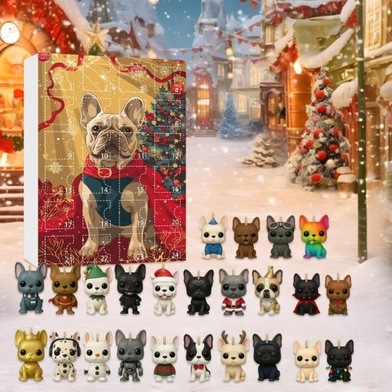 Christmas Dog Advent Calendar 24 Days Acrylic Ornament for Tree Decor Festive Countdown Surprise