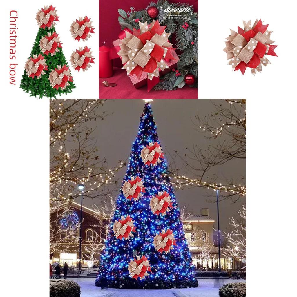 Red Bow Festive Christmas Tree Wreath Decorative Accent Gift Box For Seasonal Joy