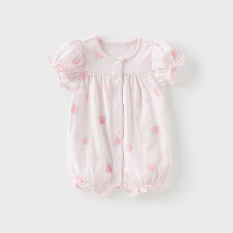 David Bella Class a Newborn Romper 2026 Baby Girl Pure Cotton Short-Sleeve Jumpsuit Infant Summer Outfit Onesie Pink Strawberry [Ready in Stock] 66
