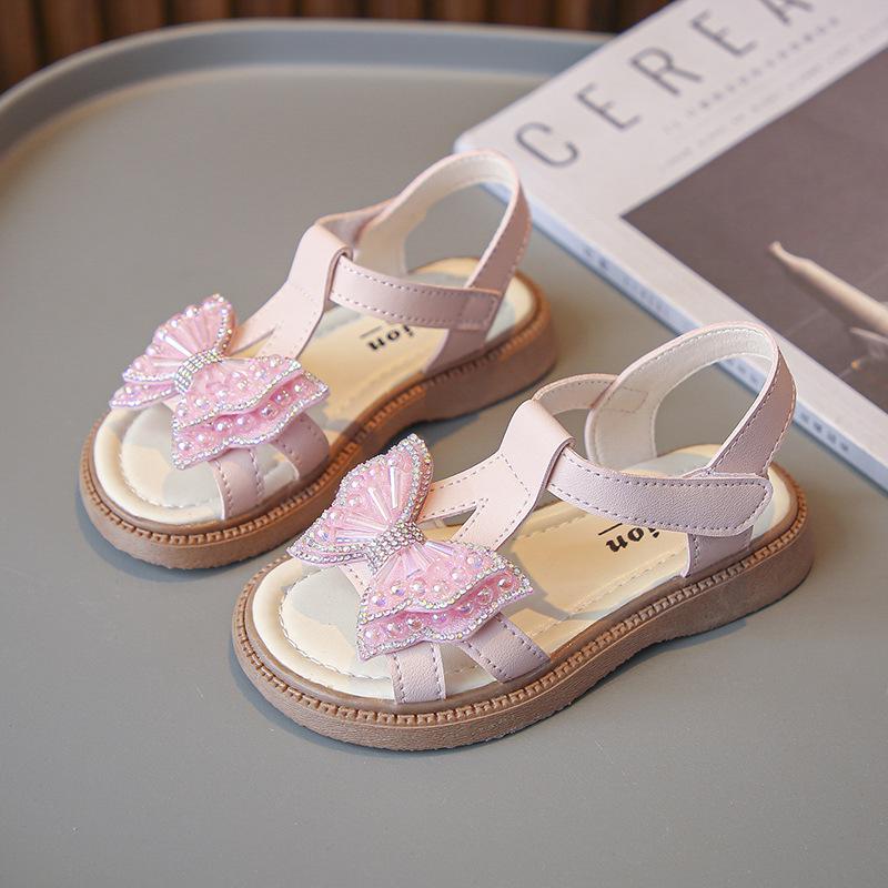 Girls' 2026 Summer Open-Toe Princess Sandals: Soft Sole, Stylish Beach Shoes