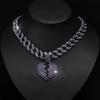 2025 Popular Men Women Hip Hop Big Purple Love Pendant Necklace 16MM Cuban Chain Iced Out Bling Necklaces Fashion Jewelry Gift