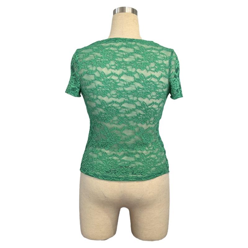 Damen V-Ausschnitt Spitze Patchwork Oberteil Europäischer Amerikanischer Stil Herbst Neu Taille Freigelegt Nabel Modische Lässige Kleidung