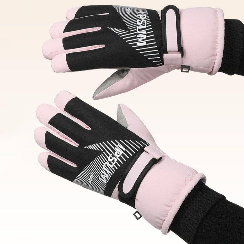 Stripe Skiing Gloves Keep Warm Full Finger Mittens Fashion Cycling Mittens  Female/Girls