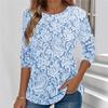 Summer Women's Round Neck Long Sleeved T-shirt with Unique Printed Top