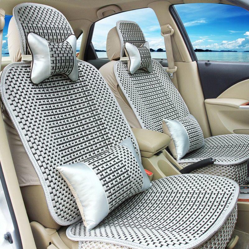 Universal Four Seasons Ice Silk Car Seat Cover - Breathable, Full Wrap, Fits Single, Five, or Seven Seats