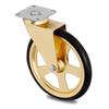 Q&Q EUROPEAN MANUFACTURING - CAMARENA SWIVEL WHEEL RUBBER RING D105 BRASS PLATED PLASTIC MAX.30KG. PLATE 50X50. H123.