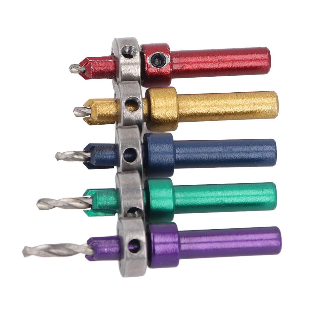 5Pcs Countersink Drill Bit Set Wood Accurate Drilling Alloy Steel with Depth Stop for Woodworking
