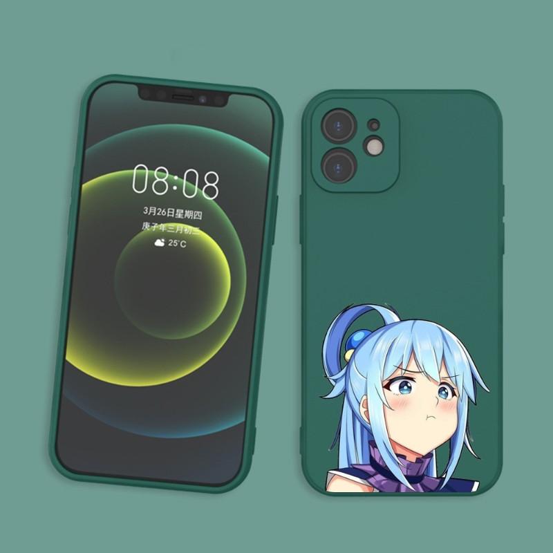 Urocze etui na telefon Konosuba Aqua dla iPhone 14 11 12 13 Pro Max X XR XSMax 6 6S 7 8 Plus SE 2022 Miękkie kwadratowe kolorowe etui na telefon