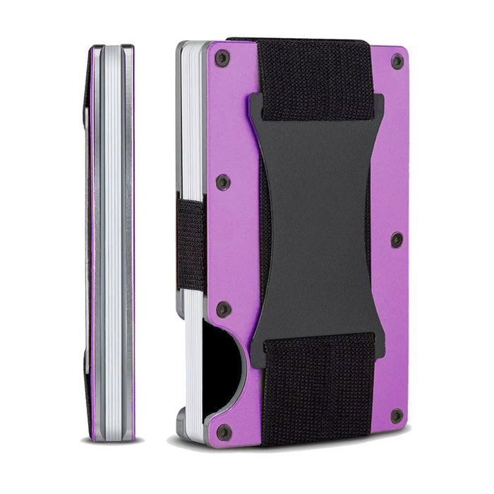 Portefeuille Porte-cartes - Aluminium - Violet - Blocage RFID - Design Élégant - 10 Cartes Max