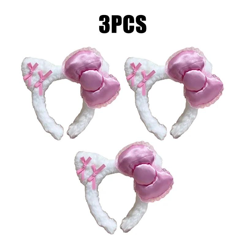 1-20Pcs Hair Band Cute Cat Ears Hair Band with Bow Hair Band for Girls Face Wash Make-up Headband Anti-slip Headband