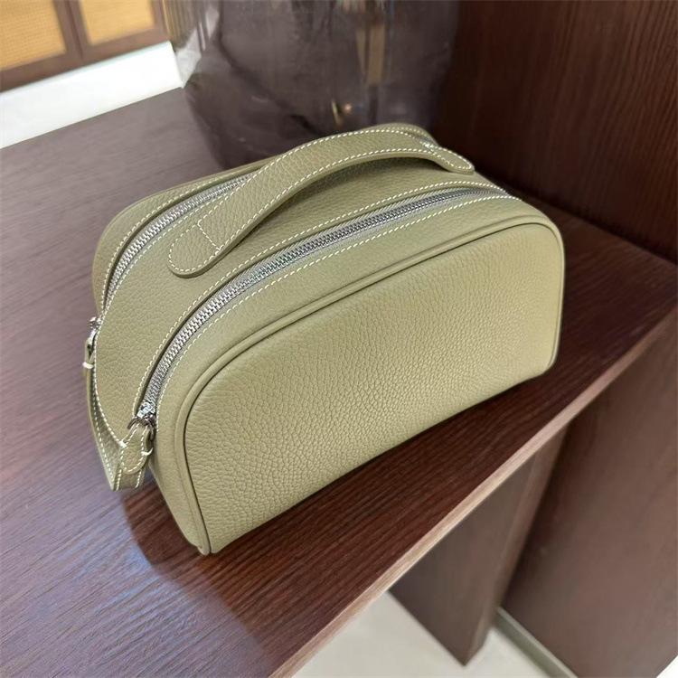 

TC высококачественная дорожная портативная косметичка большой вместимости из первого слоя коровьей кожи, мягкая кожаная туалетная сумка, легкая роскошная сумка для хранения 24x14.5x15cm