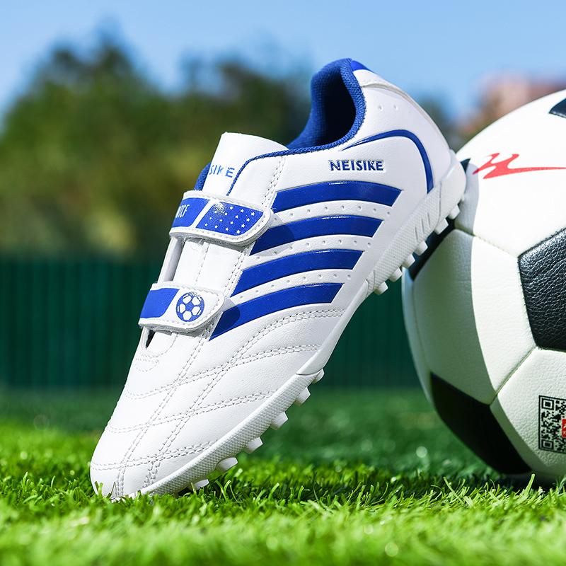 28-38 Støtdempende Sklisikker slitasjebestandig borrelås Kort spiker utendørs fotballsko Trening Barnesko